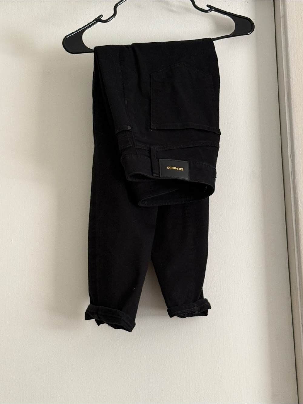 Express Black Rolled Hem Slim Jeans